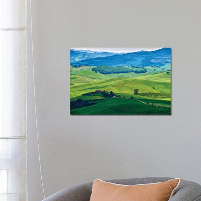 Rolling Hills with Farms, Val D'Orcia, Tuscany, Italy 1 Piece Wrapped Canvas Wall Art