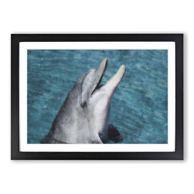 Dolphin - Picture Frame Painting, Black Framed, 36cm H x 48cm W x 2cm D