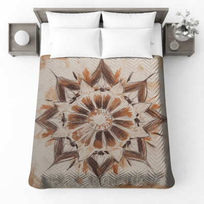 Couvre-lit matelassé à motif géométrique Mandala