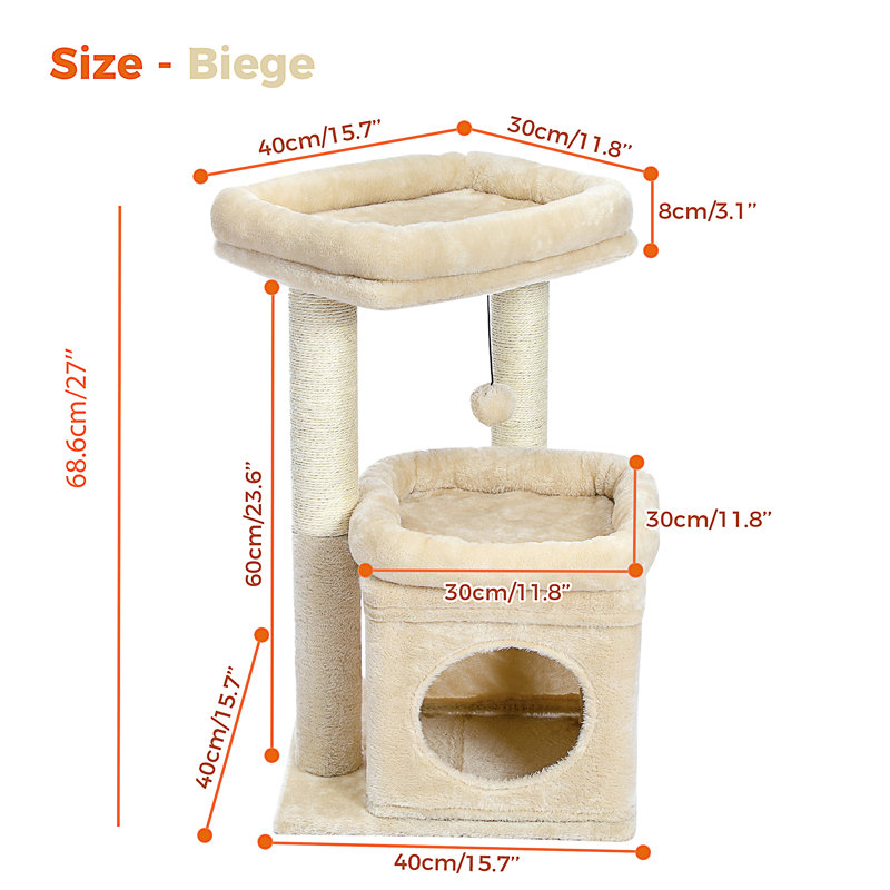 Tour d'intérieur pour chat en sisal naturel, Beige