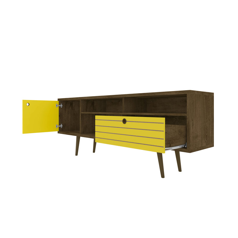 Darryl TV Stand, Rustic Brown/Yellow