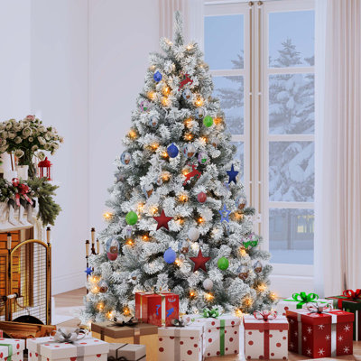 Arbre de Noël enneigé 9 pi avec éclairage ajustable 9 pi