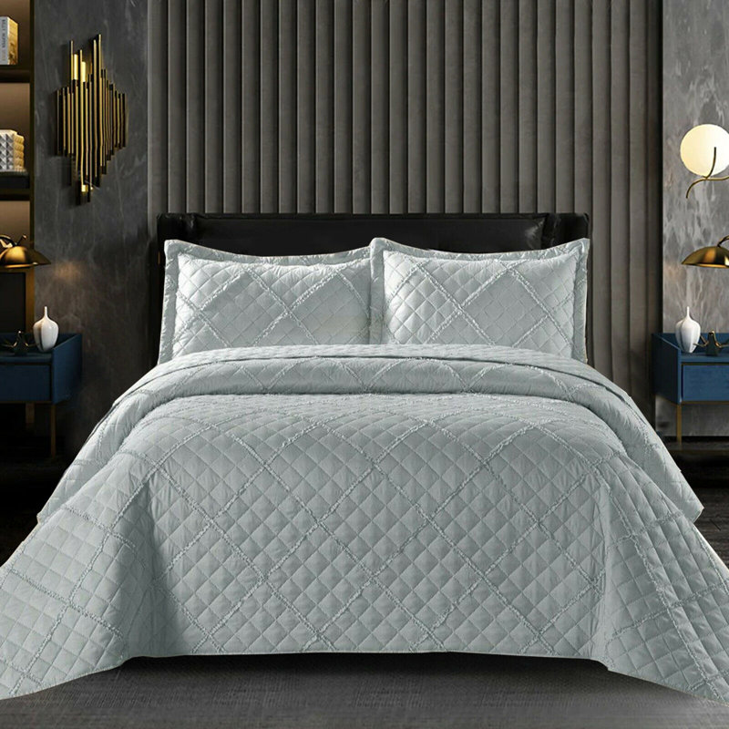Fairdale Polyester Bedspread with Pillow Shams Included, Silver, 185 x 240 cm Bedspread - 1 Pillow Sham