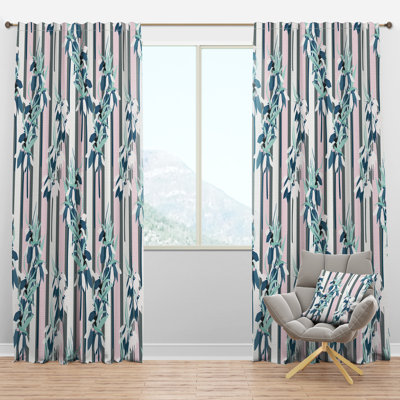 Panneau de rideau simple semi-diaphane avec passe-tringle Mid-Century