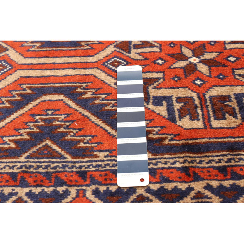 Tapis bleu marine foncé en laine noué à la main de conception unique 2 pi 10 po x 4 pi 11 po New Age