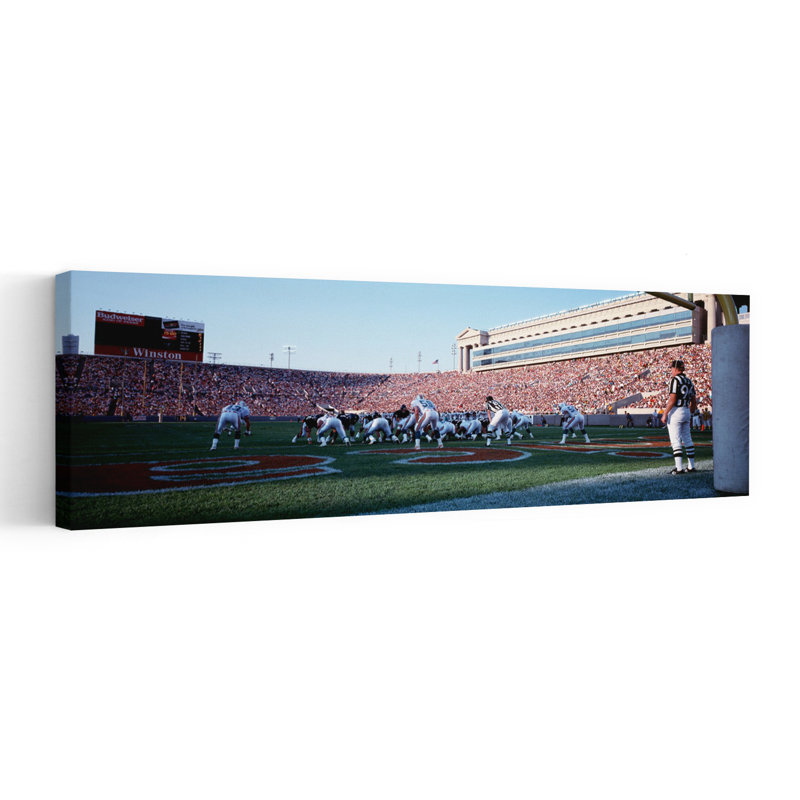 Football Game Soldier Field Chicago Illinois USA 1 Piece Wrapped Canvas Panoramic Wall Art, 40.64 cm H x 121.92 cm W