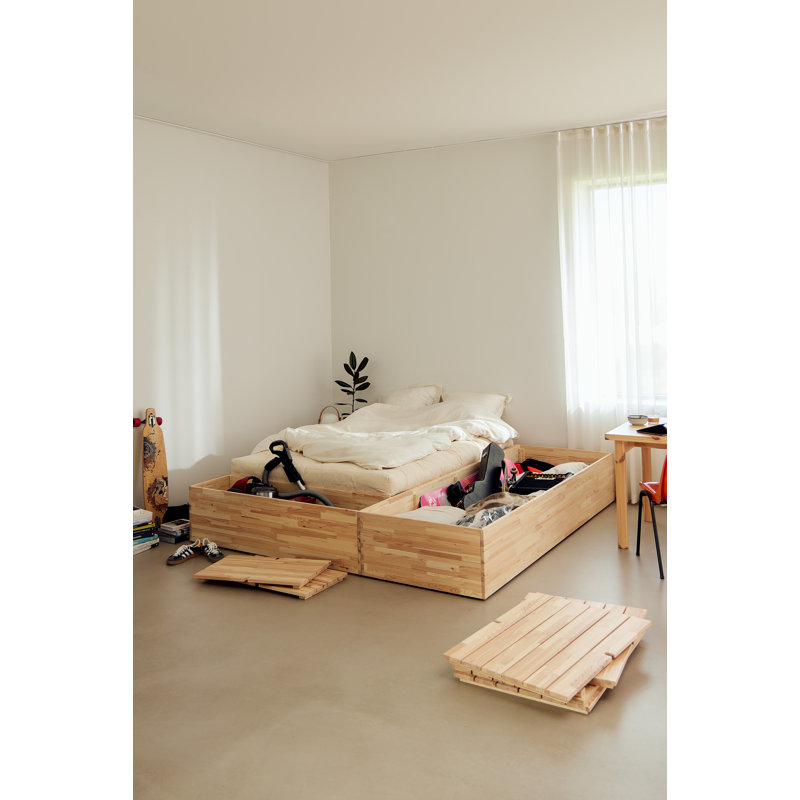 BASEMENT BED CLEAR LACQUERED STORAGE BENCH CLEAR, European Double (140 x 200 cm)