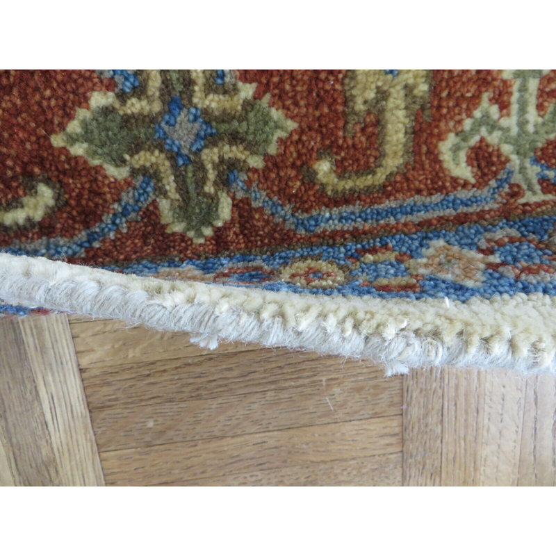 Tapis décoratif en laine de conception unique Abdul-Aziz noué à la main Ivoire de 4 pi 1 po x 6 pi 3 po