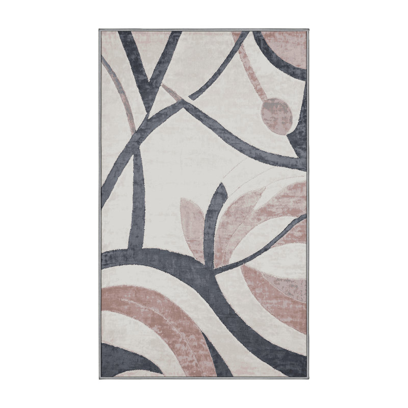 Machine Washable Gray Area Rug, Rectangle 7' x 10'