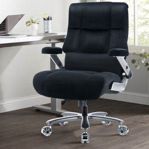 Saterfiel 500lbs Big and Tall Office Chair Executive Chair with 3D Upholstered Flip Up Arms