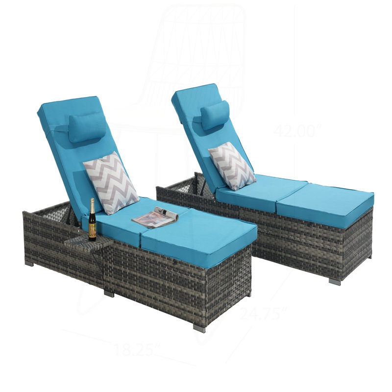 Outstanding Outdoor Chaise Lounge Chair Set for Relaxation and Leisure, Light Blue
