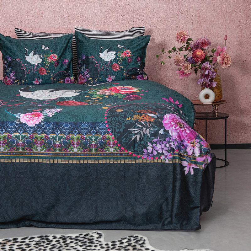 Green Satin 200 TC, 220 x 240 cm - 2 Pillowcases (60 x 70cm)