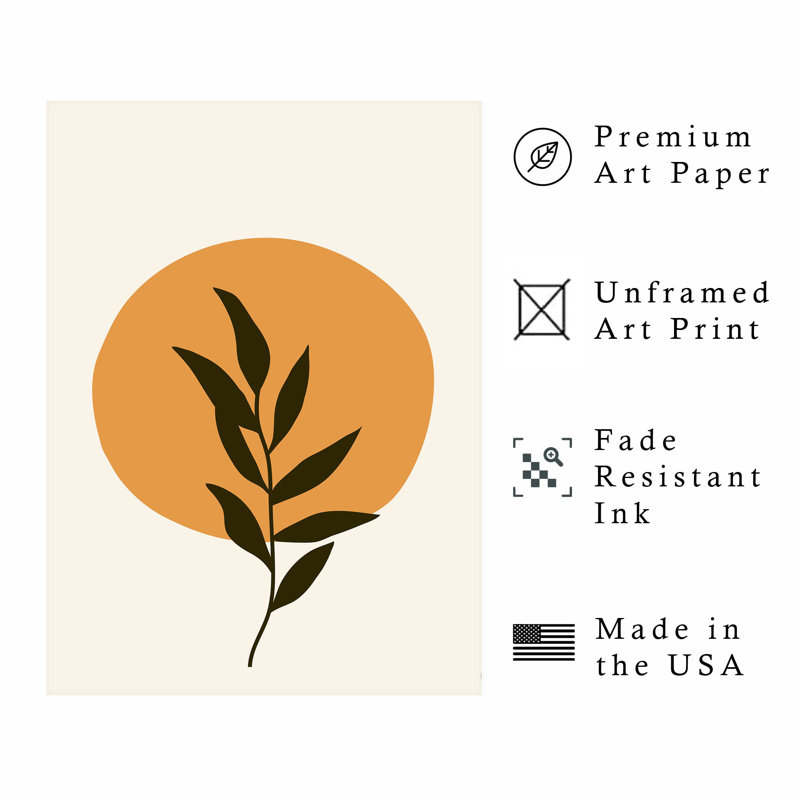 «Botanical Leaf and Sun Bohemian», reproduction d'art non encadrée, H 14 po x l 11 po