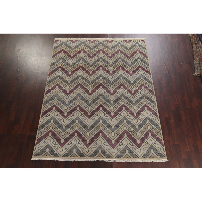 Tapis de style oriental à chevrons moderne 8 x 10