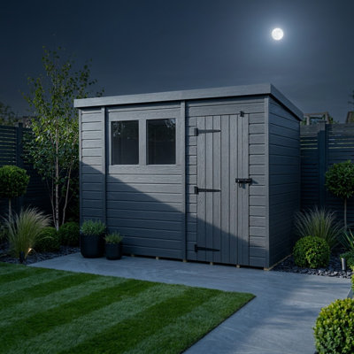 Total Sheds 10ft x 4ft Composite Pent Garden Shed - Single Door - With Windows - EPDM Rubber Roof - UK Manufactured