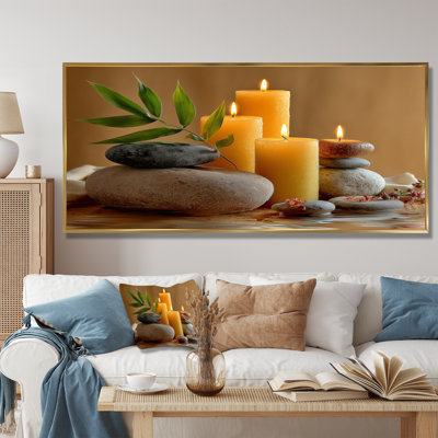 Relaxation Candles and Bamboo - impression sur toile de bambou, art mural asiatique gris