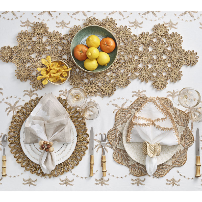 Winding Vines Placemat, Ivory/Natural/Gold