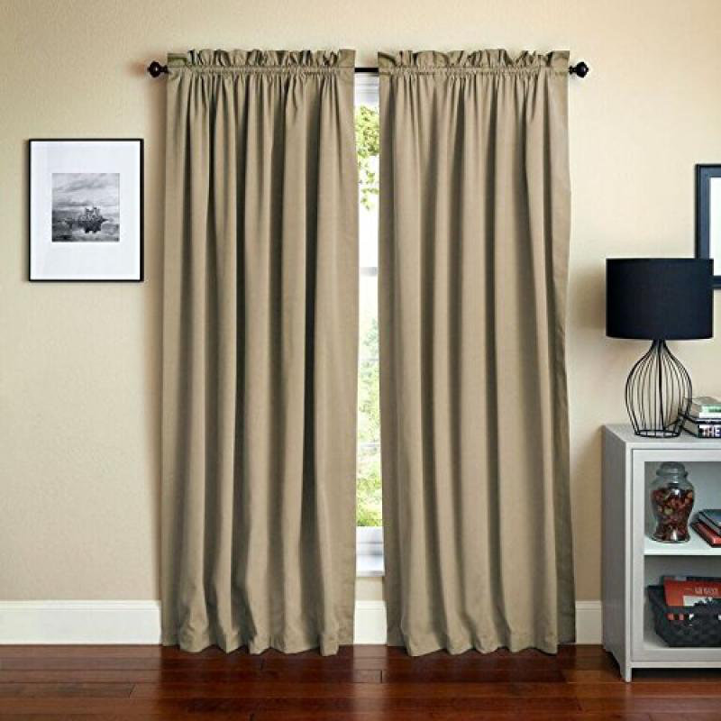 Currahee Cotton Blend Room Darkening Curtain Pair, Toffee, 52" W x 63" L