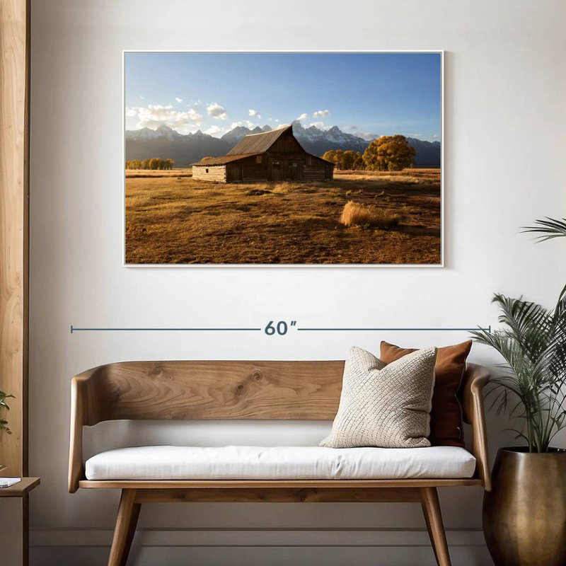 Wyoming Moulton Barn, 13" X 9", Floating Frame White