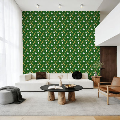 Peel and Stick Wallpaper Baseball softball bat Wall Mural 17.7"W x 118"H Self Adhesive Removable Wall Paper Renter Friendly Wallpaper for Nursery Bedroom Cabinets
