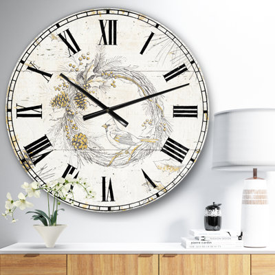 Gold Beautiful cardinals - Traditional wall clock