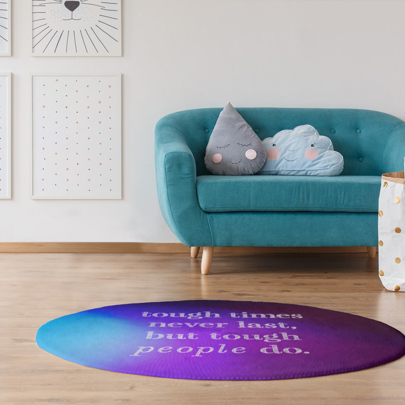 Tapis en chenille poly Quote Times, Rond 5 pi