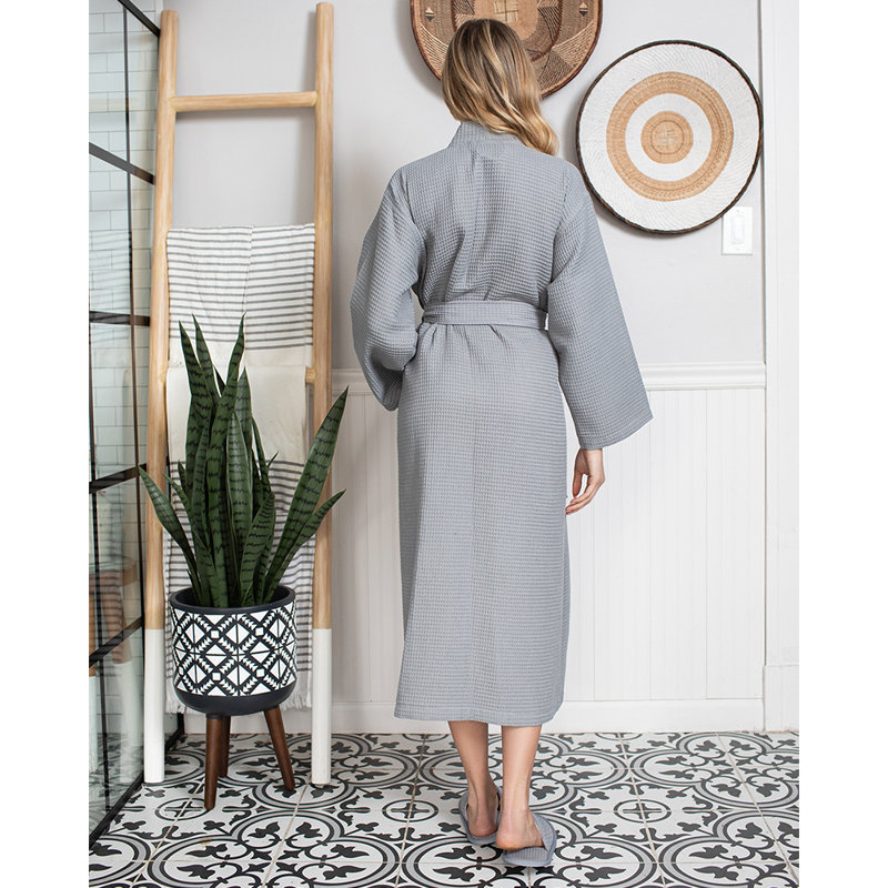 LOTUS LINEN - Peignoir léger en kimono gaufré, gris, L