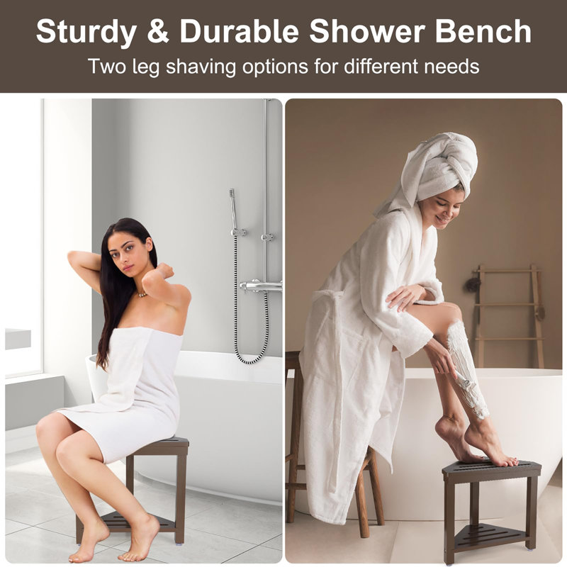 Tabouret de douche en acacia, Noyer