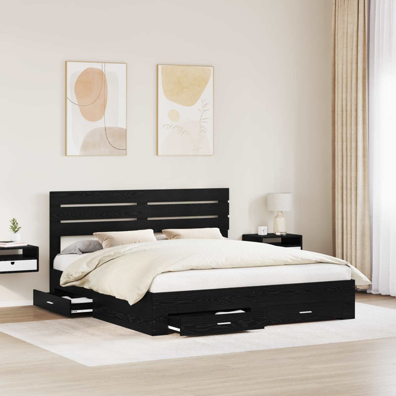 Bed, Black Oak, Super King (6')