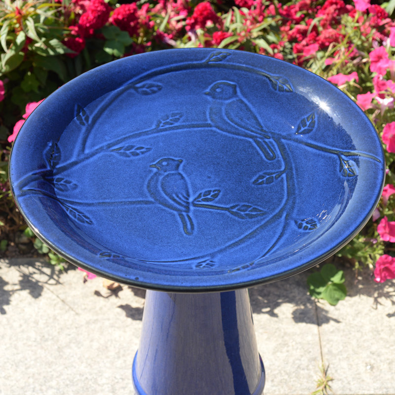 Otaki Ceramic / Porcelain Sundial Birdbath, Blue