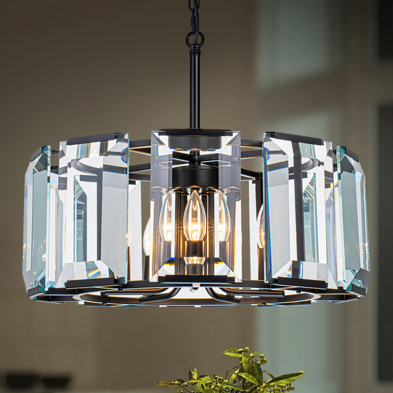 Lustre tambour prisme en cristal 5 lumières 19,69 po