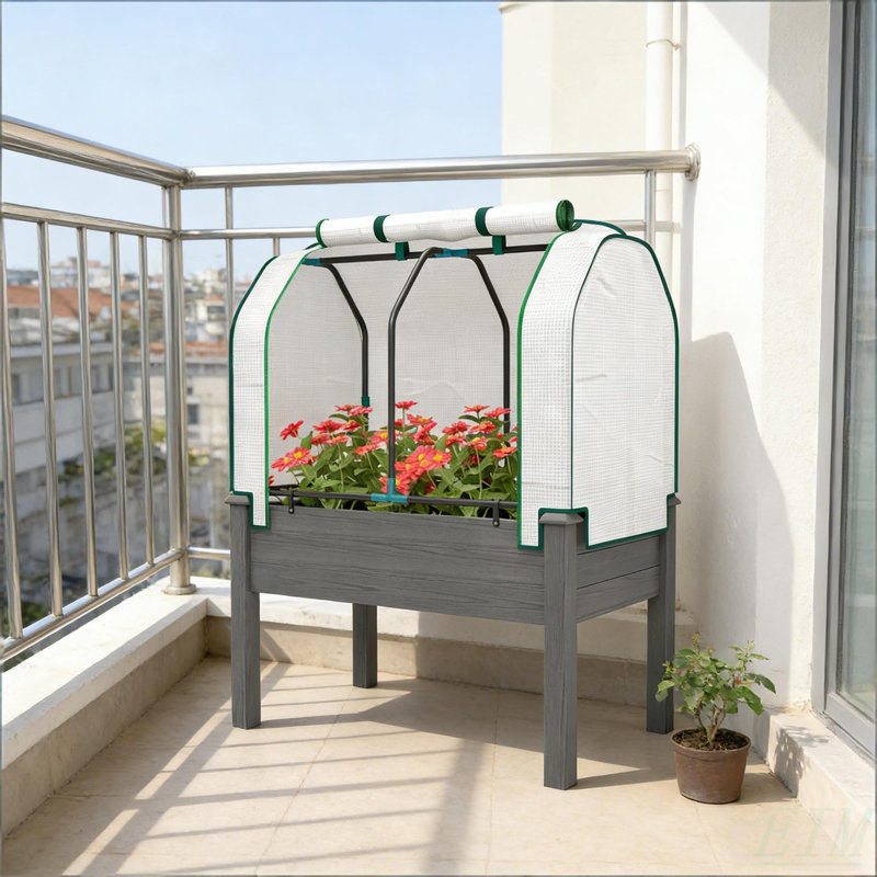 Outdoor Planter Box,Convenient Raised Garden Bed, Dark Gray