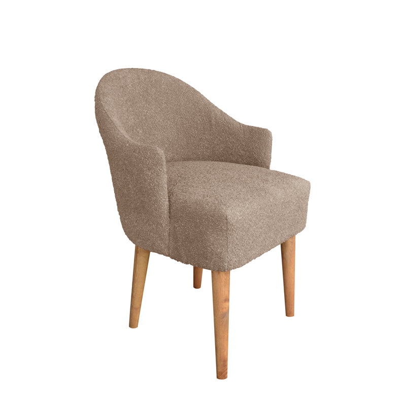 50cm H Polyester Blend Upholstered Slat Back Armchair, Beige