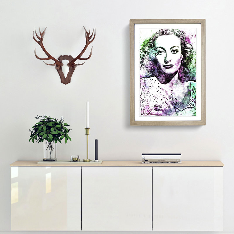 Joan Crawford in Abstract - Framed Print, Oak, 76cm H x 50cm W x 2cm D