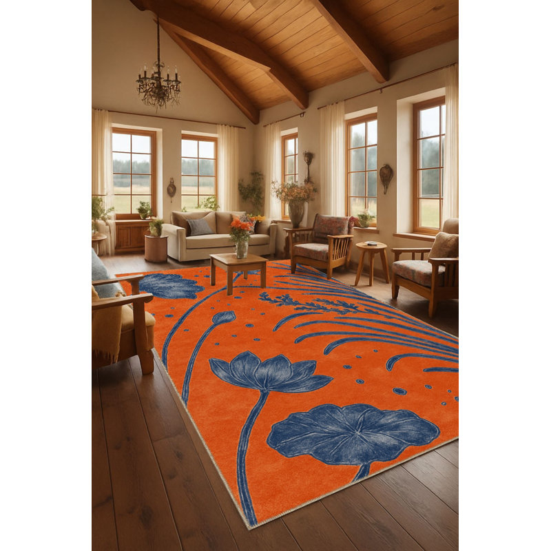 Tapis orange tissé lavable Mosso, 3'3" x 9'10"