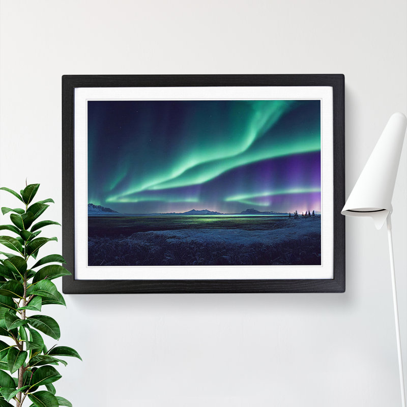 XH1022-8994X The Showstopping Northern Lights - Single Picture Frame Print, Black, 34cm H x 46cm W x 2cm D
