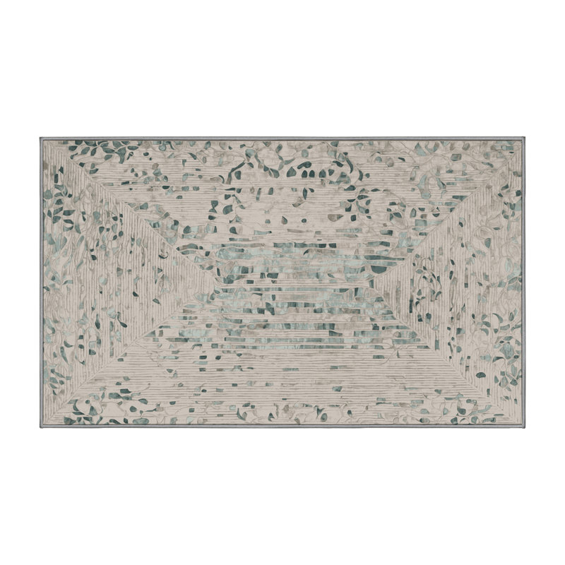 Machine Washable Gray Area Rug, Rectangle 7' x 9'
