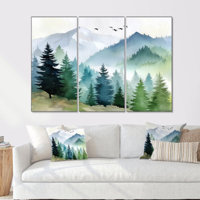 «Watercolor Mountains In Jasper National Park - Canada», ensemble de reproduction d'art mural