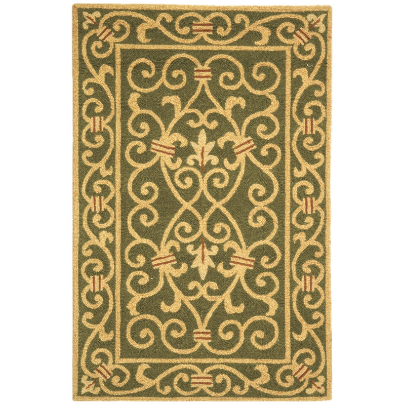Chelsea Hand Hooked Wool Pile Oriental Rug, Rectangle 3'9" x 5'9"