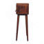 Mini console incurvée en bois massif caramel miel, 2 tiroirs, fente ouverte, pieds nordiques, brun