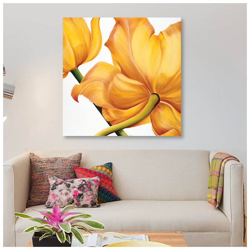 «King Yellow», impression sur toile, H 18 po x l 18 po x P 1,5 po, Pas de tapis, Toile avec cadre noir
