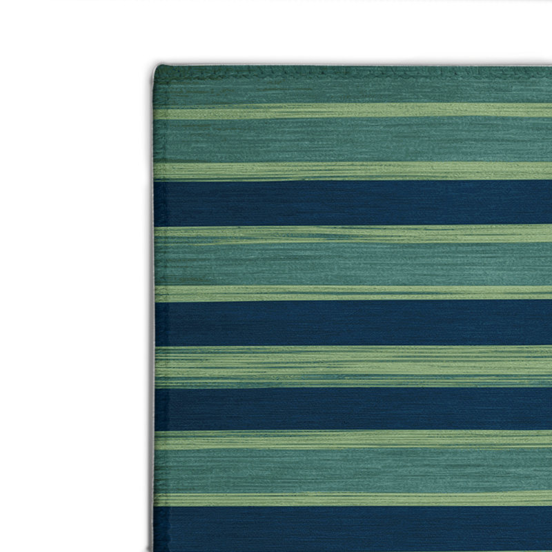 Tapis intérieur / extérieur vert HorizontalStripes, Rectangulaire 8 pi x 10 pi