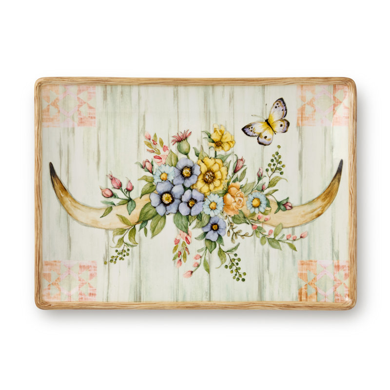 Plateau rectangulaire en bois de rose 14 po x 10 po