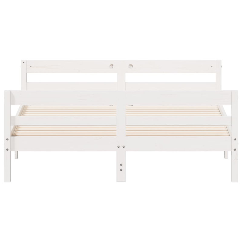 Albinca Solid Wood Bed, White, EU Double - 140 x 200 cm