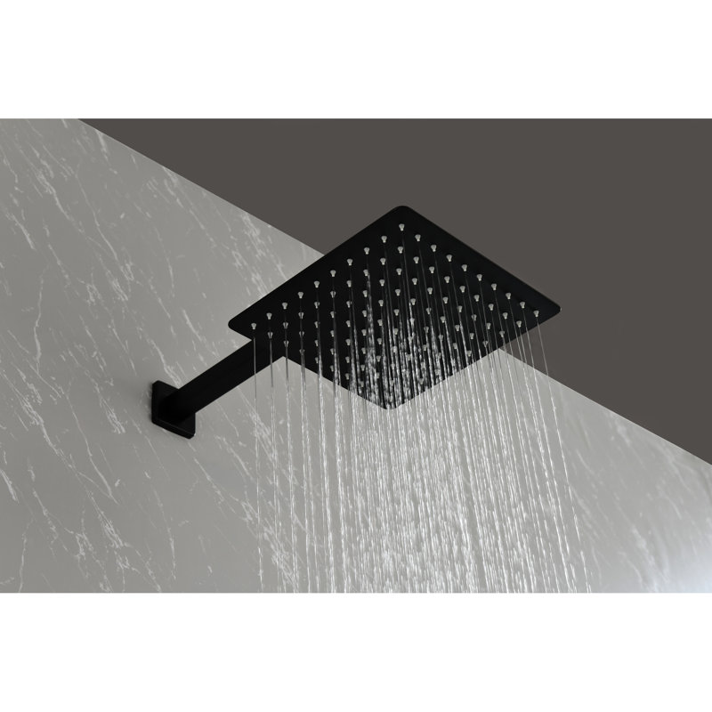 Matte Black Bathroom Valve Assembly - 10 Inch Rainfall Shower Head With Handheld , Luxury Rain Mixer , Self-Cleaning Nozzle, Brass, Wall Mounted 10" Mixer,