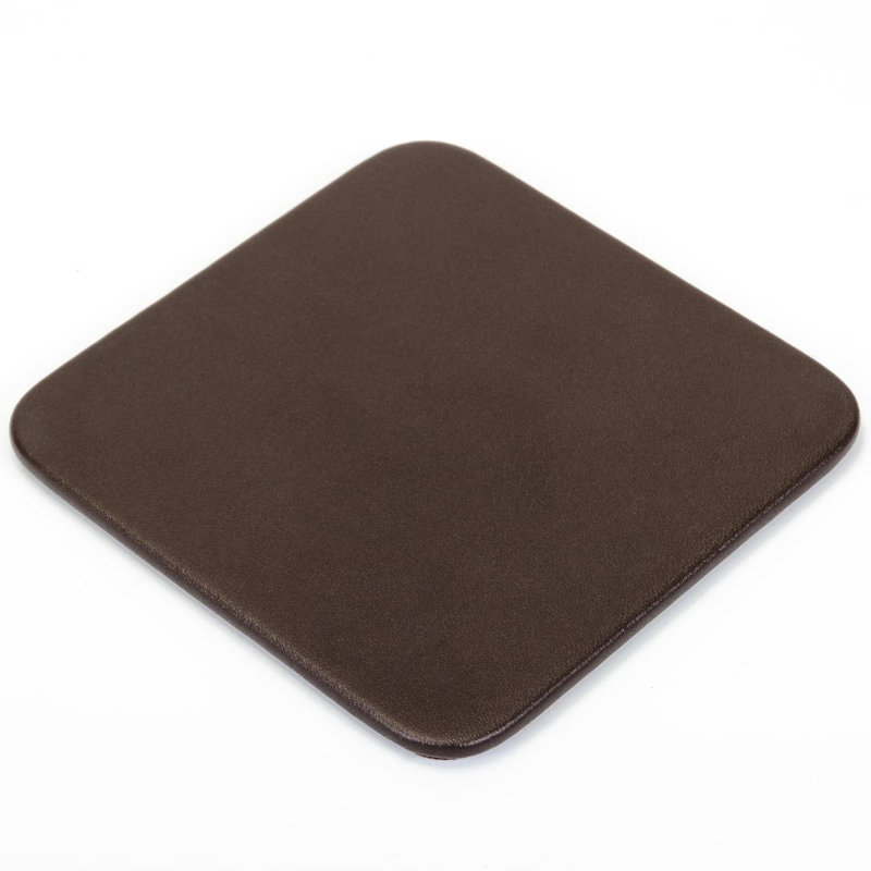 Chocolate Brown Leatherette Square Coaster Set with Holder