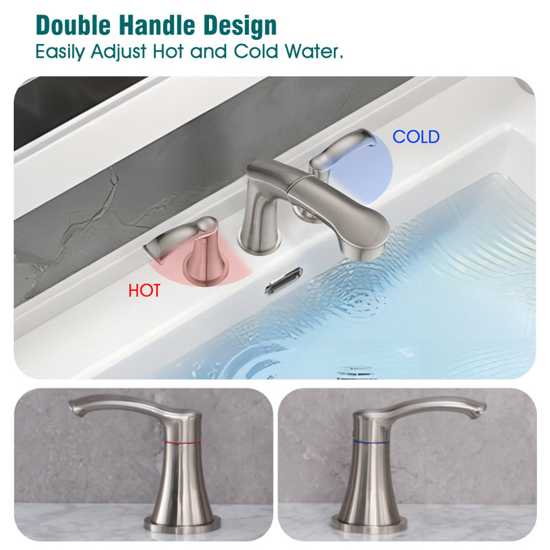 Widespread Bathroom Faucet, Brushed Nickel