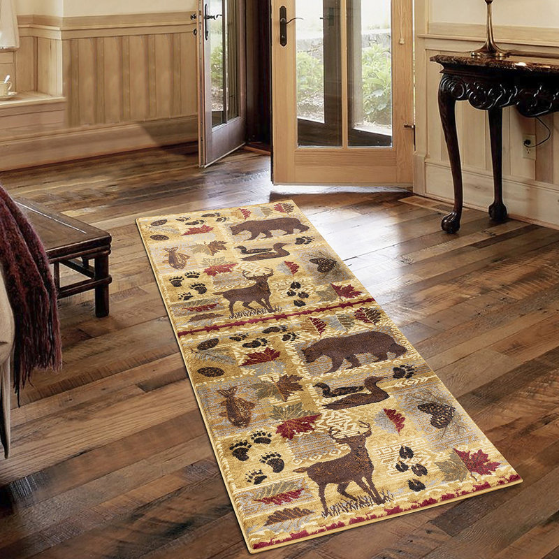 Nature's Nest Multi  Lodge Area Rug, Runner 2'7" x 7'3"
