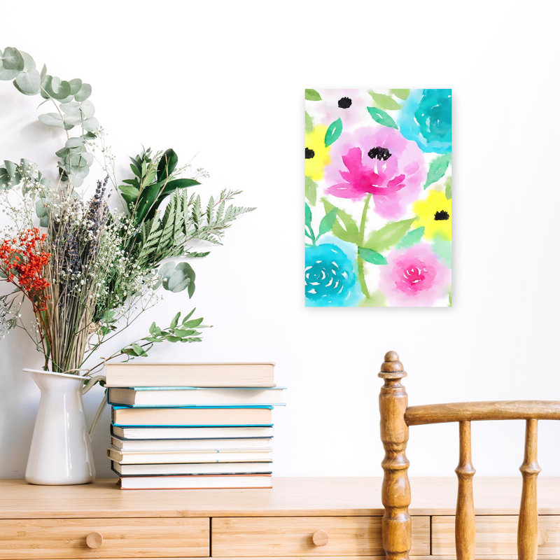 Pastel floral abstrait coloré coloré marguerite printemps nature, 18" H x 12" W