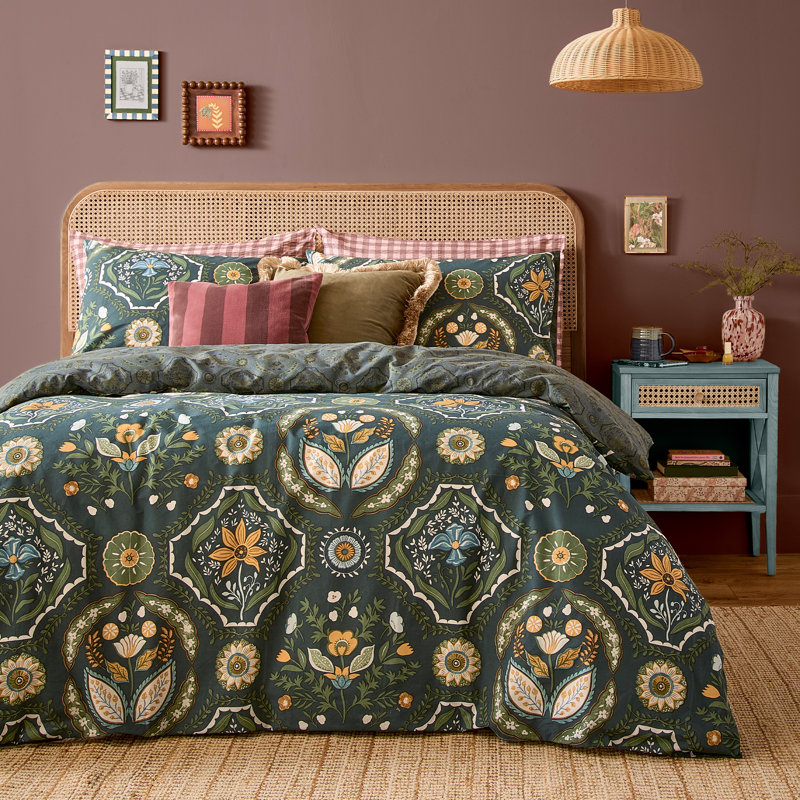 Ember Floral Duvet Cover Set, Double Duvet Cover Set + 2 Pillowcases